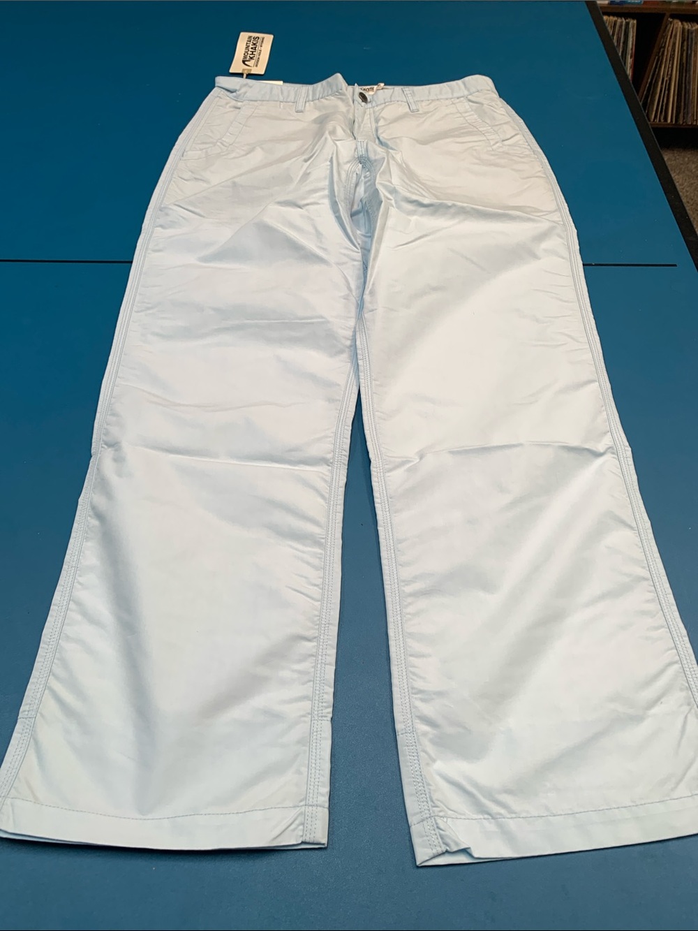 Mountain Khakis Light Blue poplin pants.